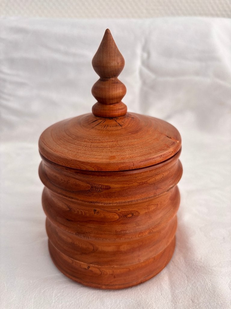 Vintage houten tabakspot in een lichte houtsoort., Ophalen of Verzenden