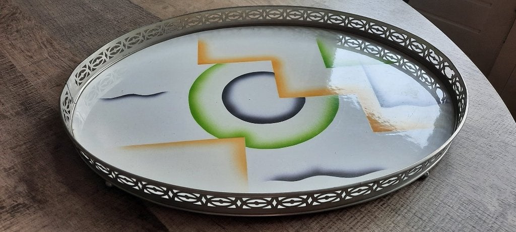 Art Deco dienblad met tinnen theeservies, Antiek en Kunst, Ophalen