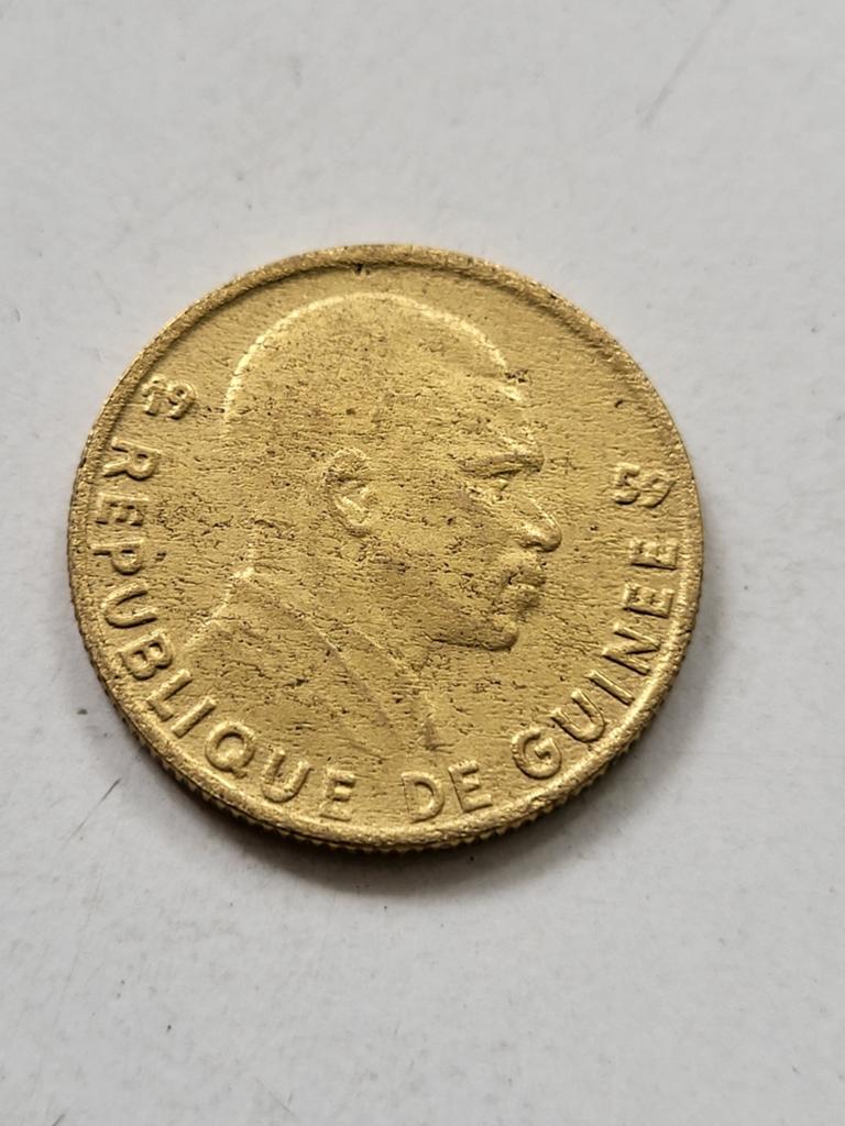 Guinee 5 Francs 1959 - munt met Sékou Touré, Ophalen of Verzenden
