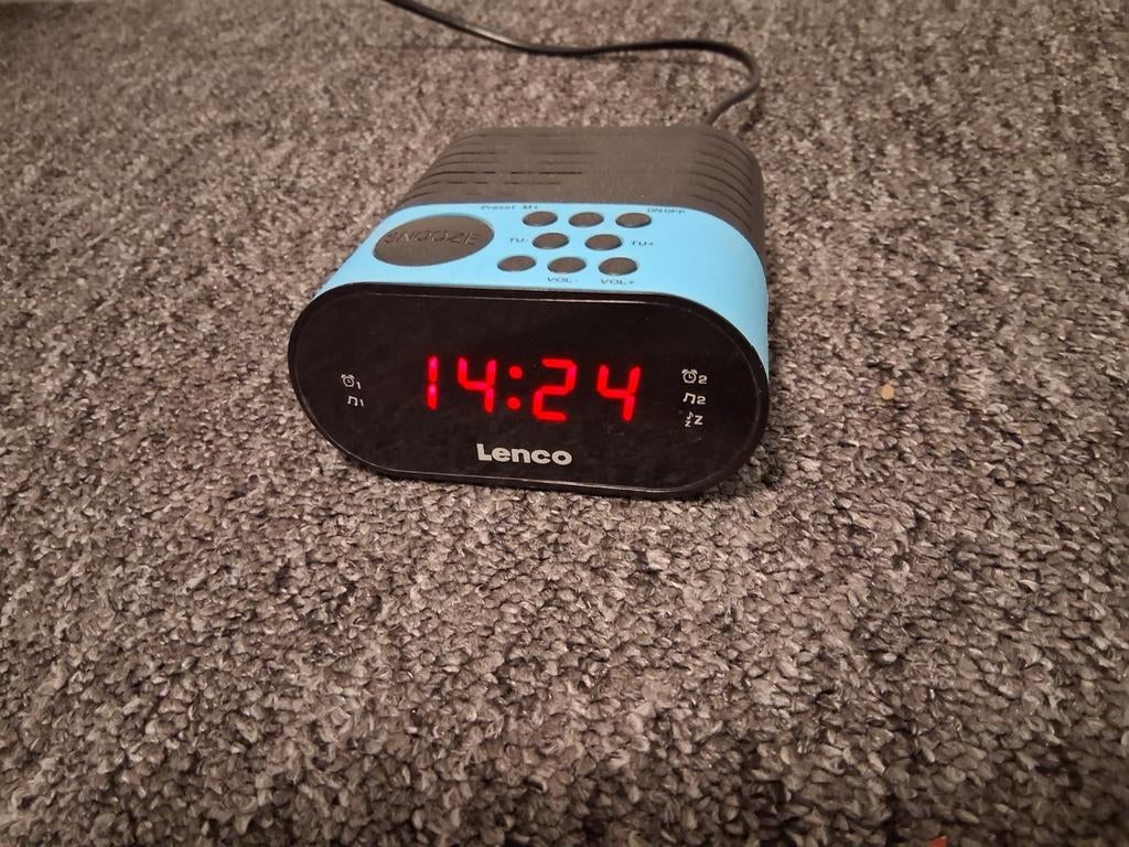 Lenco Wekker Blauw - Digitale Wekkerradio met Snooze, Ophalen, Gebruikt, Digitaal
