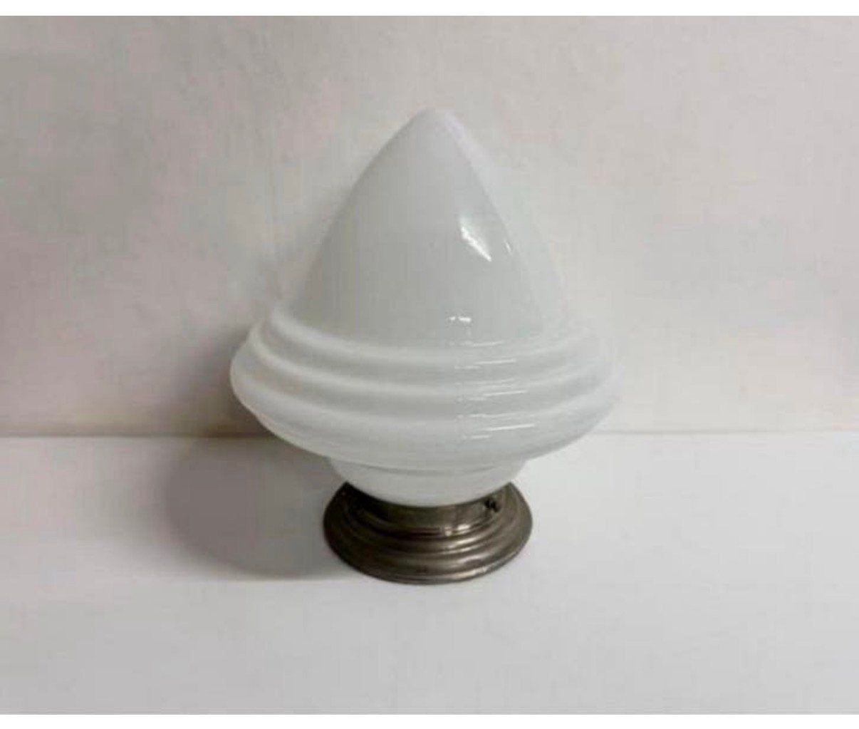 Vintage lamp XXL plafondlamp art deco Giso eikel opaalglas, Zo goed als nieuw, Wit, Plafondlamp, Glas