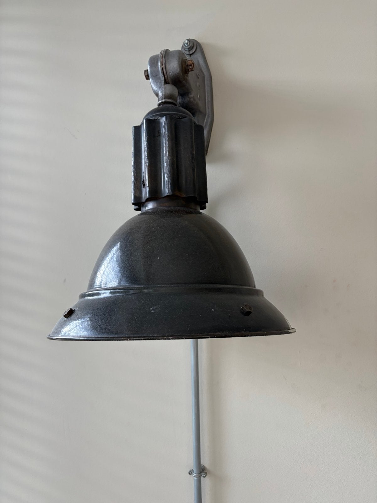 Vintage Industriële Wandlamp - Emaille Kap, Ophalen of Verzenden