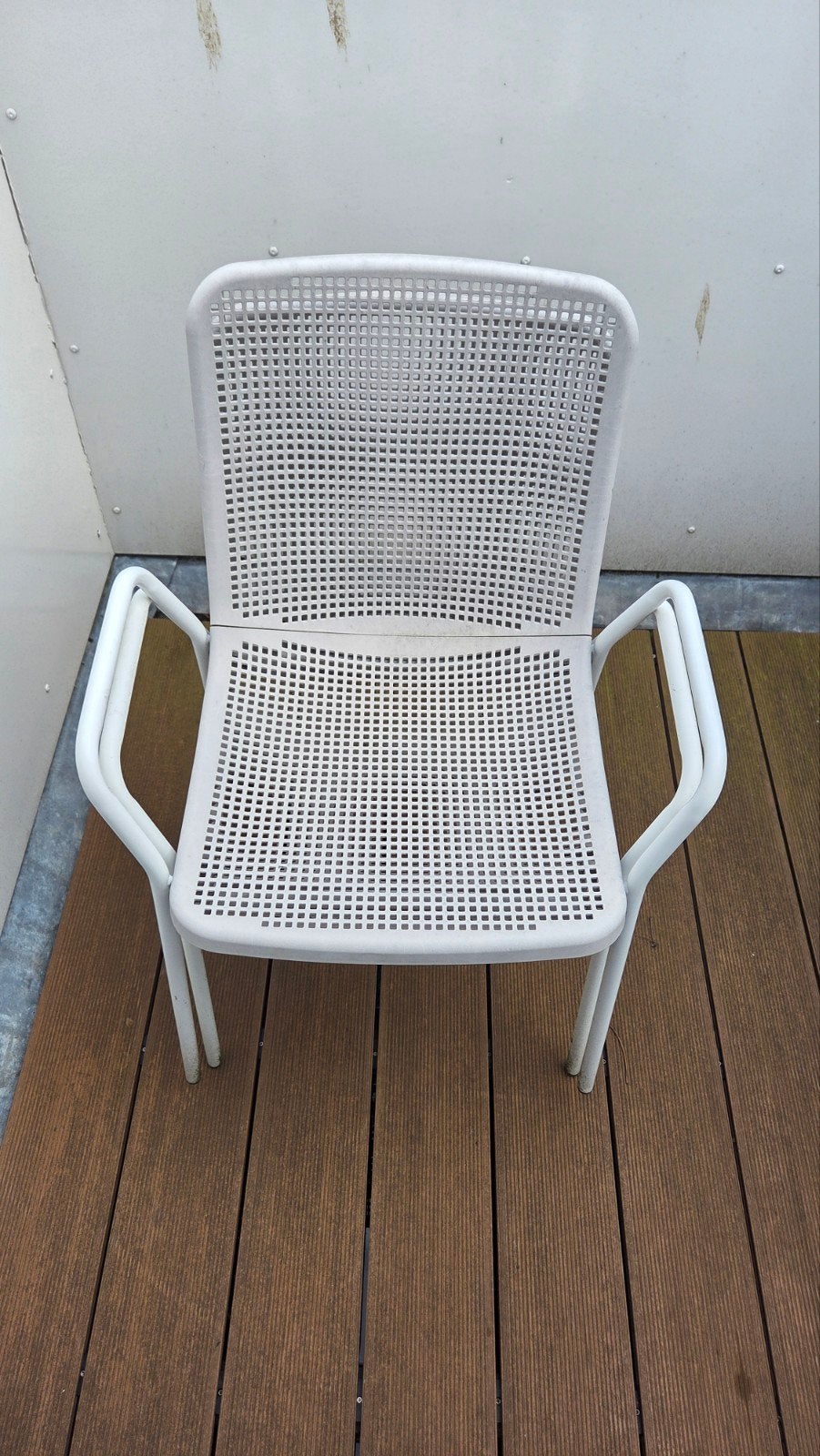 4x IKEA TORPARÖ buitenstoelen - Wit/beige, Tuin en Terras, Ophalen, Gebruikt, Metaal, Stapelbaar