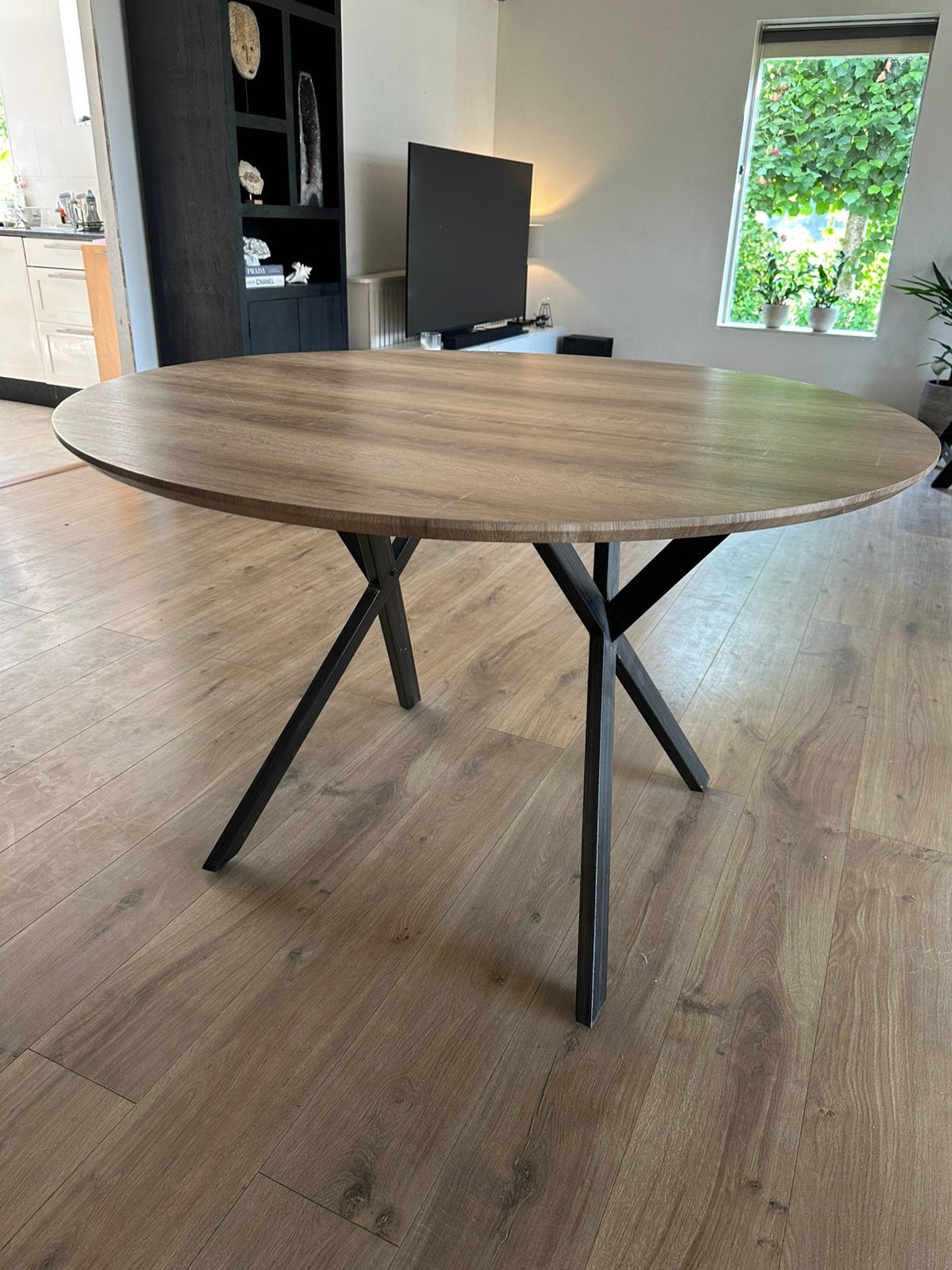 Ronde eettafel 120 diameter, Huis en Inrichting, Tafels | Eettafels, Rond, Zo goed als nieuw, Vijf personen of meer, Ophalen