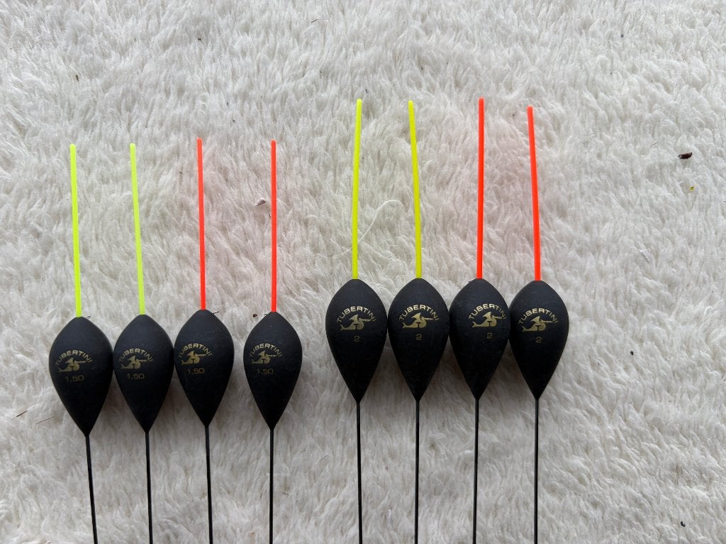 adv 164 / NIEUW serie 8 dobbers TUBERTINI, Ophalen of Verzenden, Nieuw, Dobber of Lood
