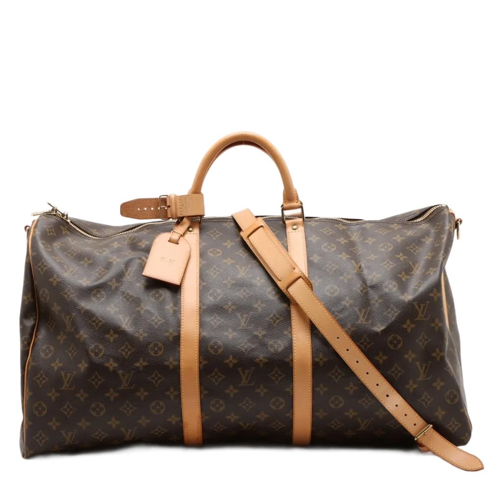 Louis Vuitton Monogram Keepall 60 Bandoulière, 40 tot 60 cm, 20 tot 30 cm, Bruin, Verzenden