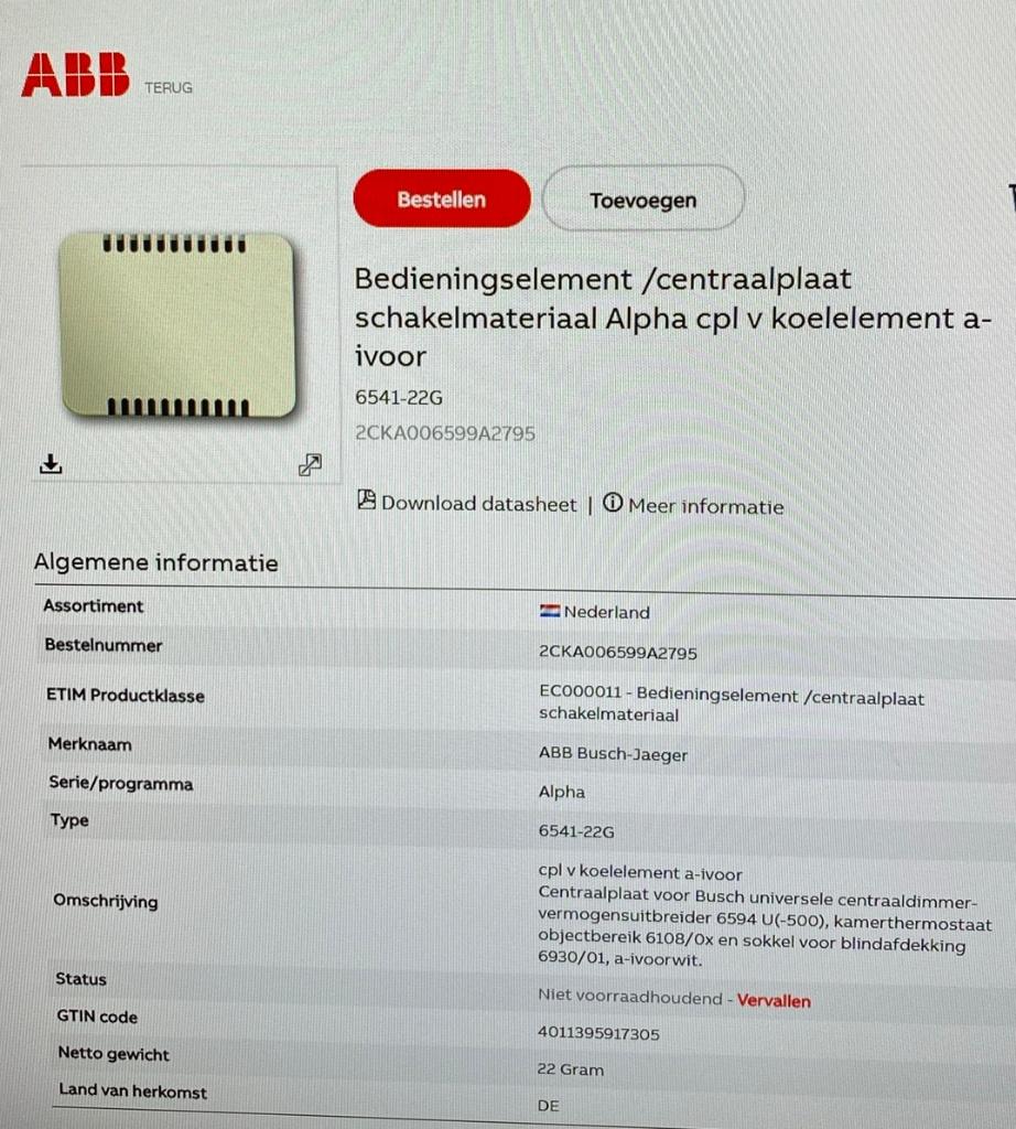 Afdekplaat voor koeling BJ creme, Ophalen of Verzenden, Nieuw, Overige typen