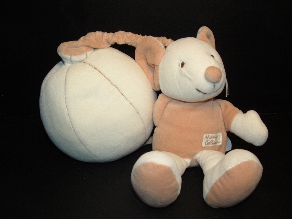 TIAMO MUIS MET BAL VELOURS WIT/BEIGE MUZIEKDOOS, BAL C, Verzenden, Nieuw, Overige typen