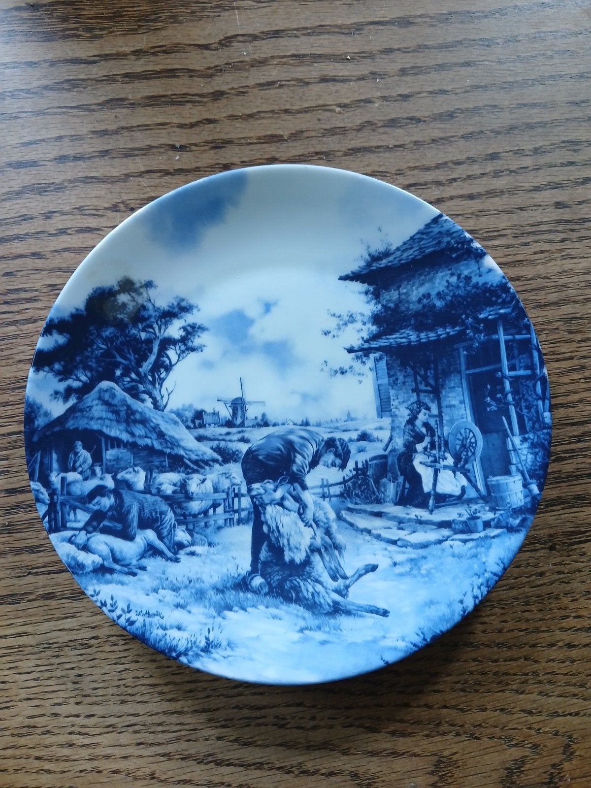 Delfts Blauw Sierbord 'De Schaapsscheerder' 1984, Ophalen