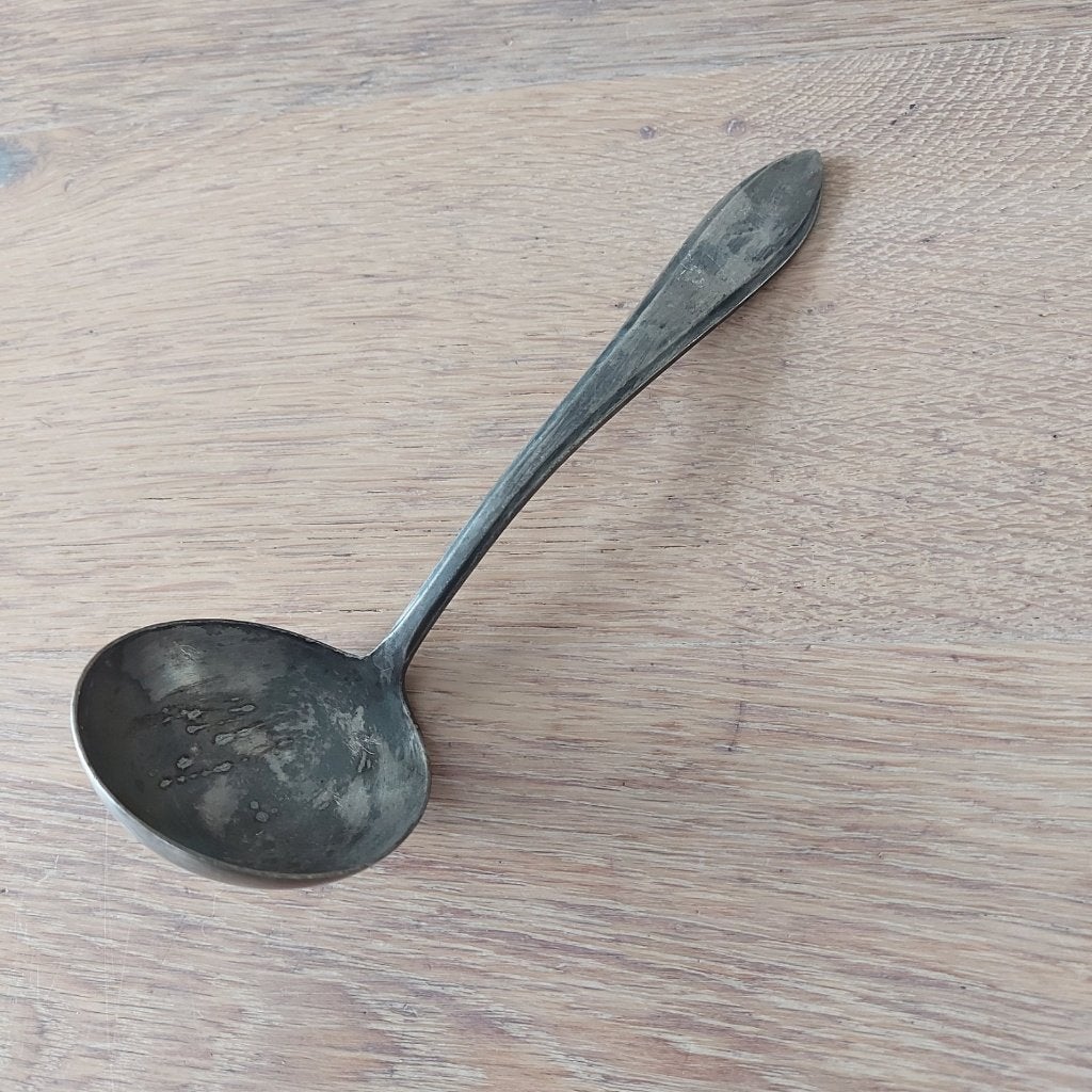 Vintage verzilverde opscheplepel GERO 90, Ophalen of Verzenden