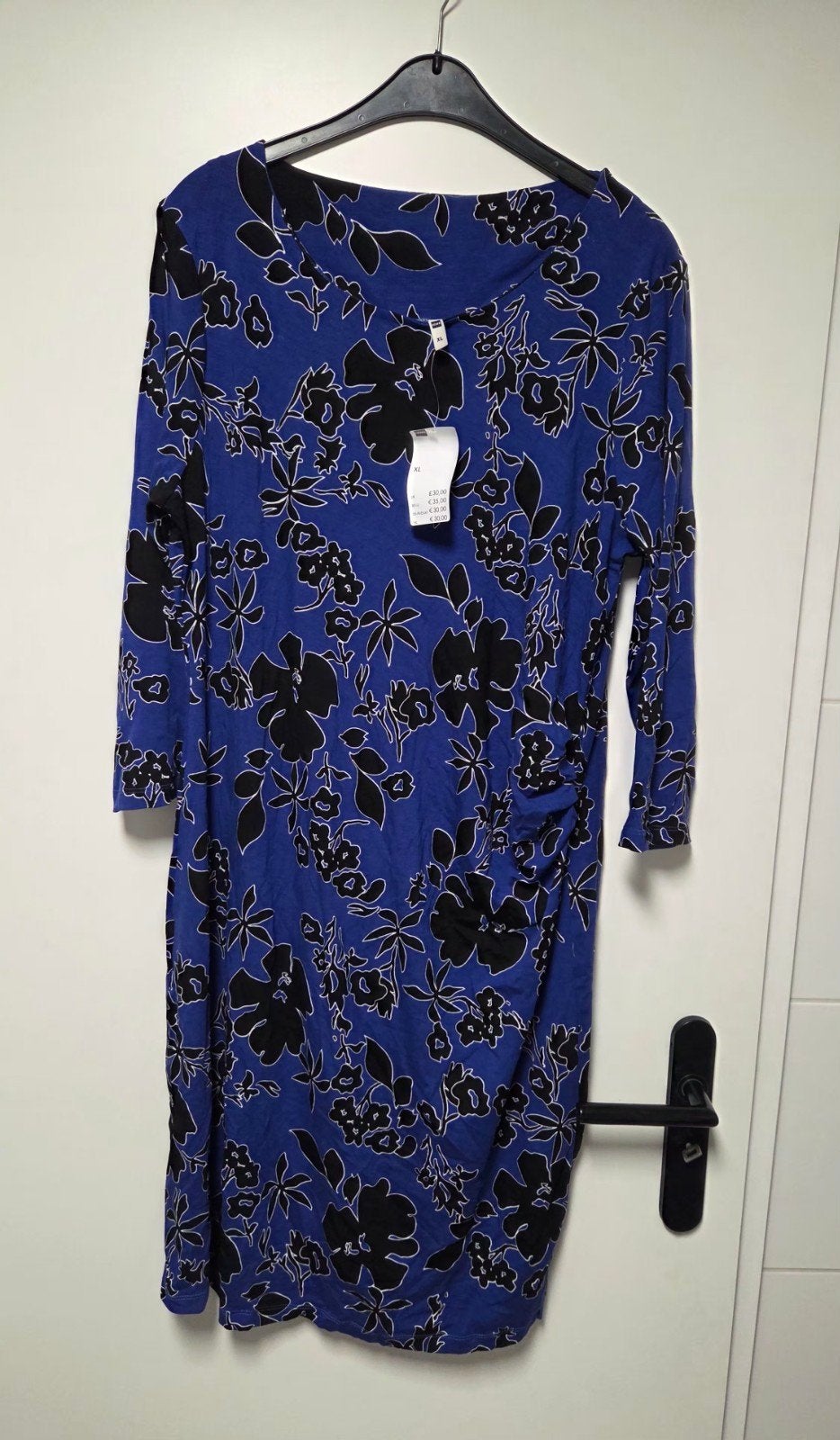 Nieuwe kobalt blauwe jurk print hema maat XL/42, Blauw, Maat 42/44 (L), Nieuw, Ophalen of Verzenden