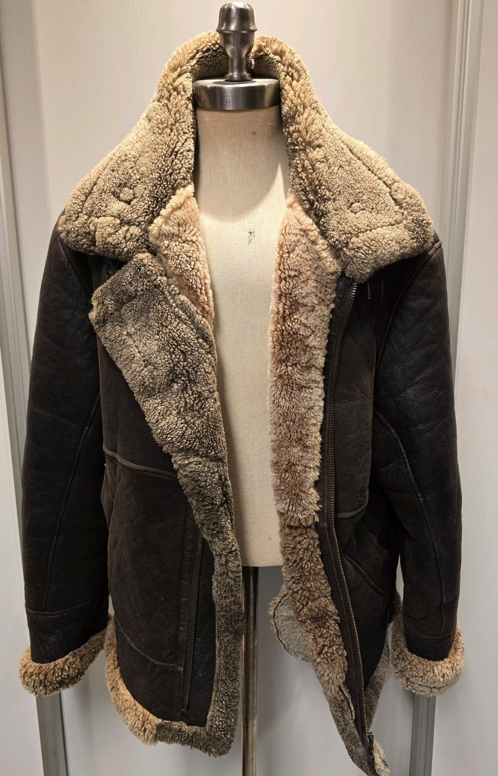 Lammy coat pilotenjas - heren maat XXL - lamsleer en vacht, Kleding | Heren, Ophalen of Verzenden, Gedragen, Overige maten, Bruin