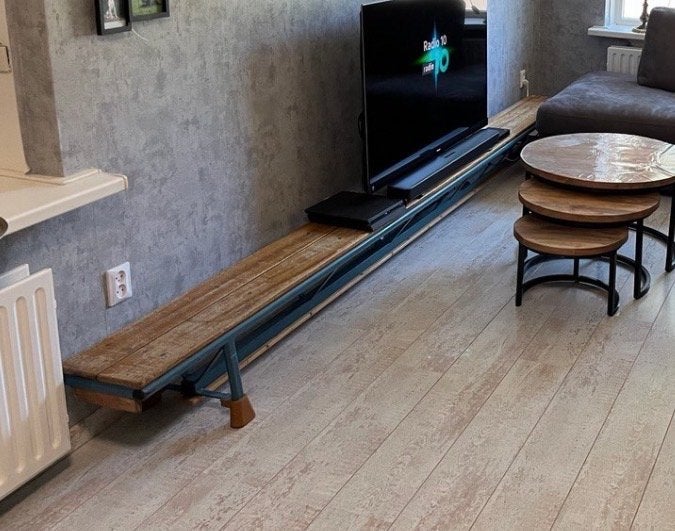 Vintage gymbank/turnbank - origineel, Huis en Inrichting, Ophalen, Gebruikt, 200 cm of meer, Minder dan 25 cm