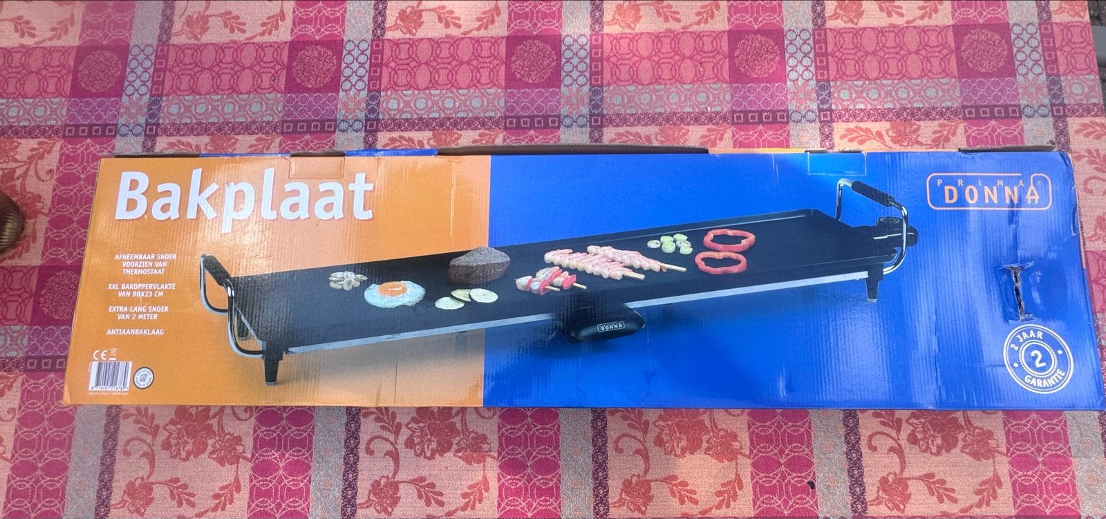 D'Donna Bakplaat XXL met thermostaat en antiaanbaklaag, Ophalen, Nieuw, Tafelgrill