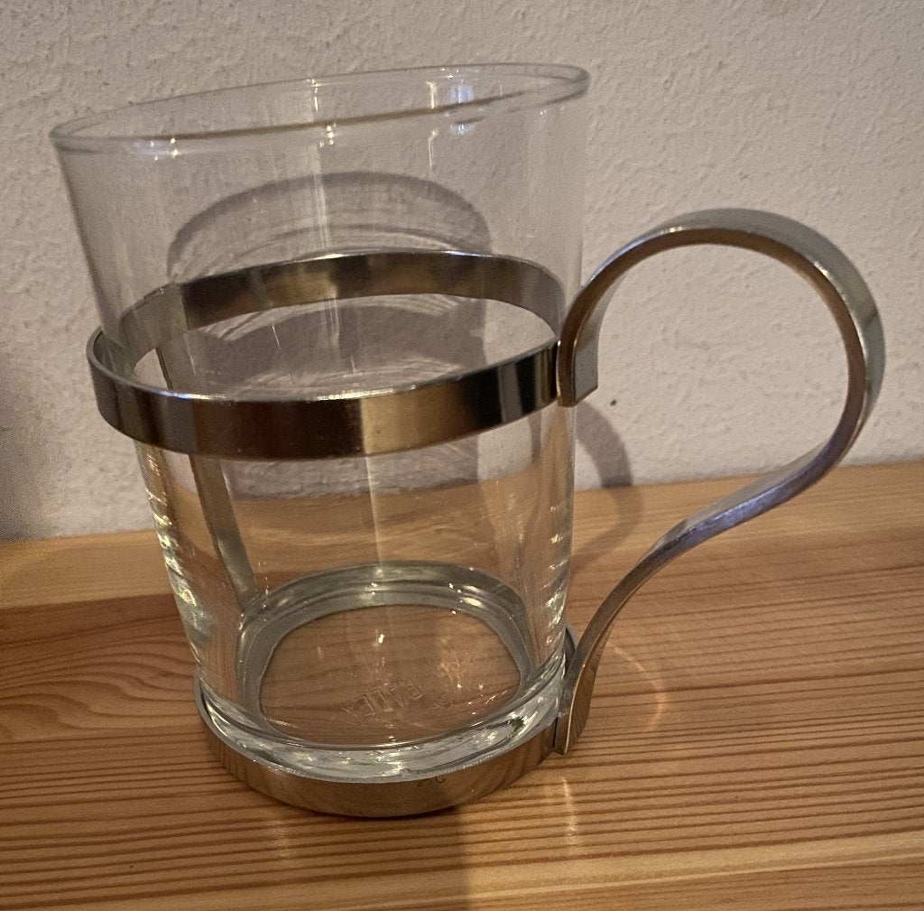 Theeglas(Duralex) in zilverkleurige houder, Ophalen of Verzenden, Nieuw