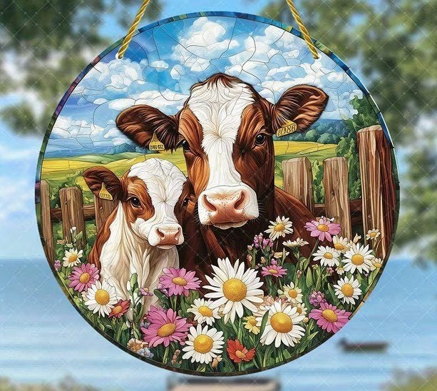 Raamhanger koe met kalf, Verzenden, Meerkleurig, Nieuw, Kunststof