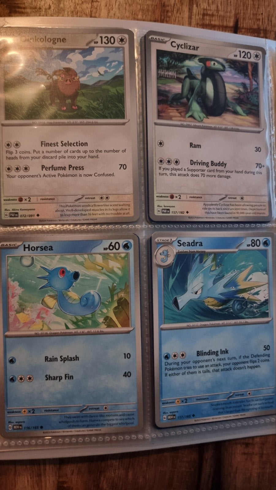 Pokémon Kaarten: Oinkologne, Cyclizar, Horsea, Seadra, Ophalen of Verzenden