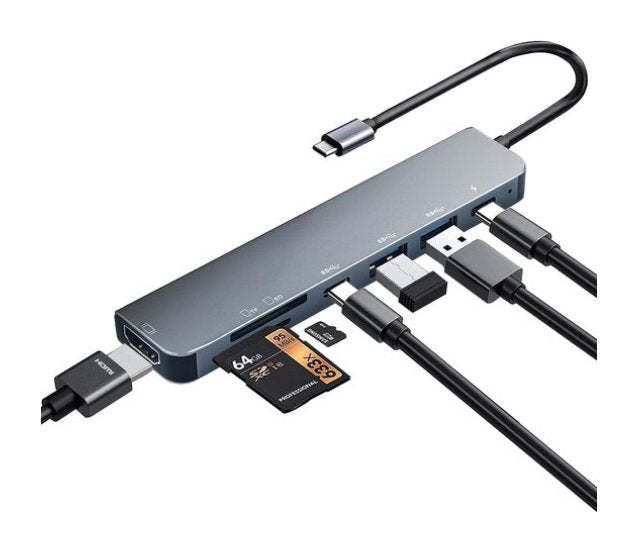 USB-C Hub 7-in-1 Adapter - 4K HDMI, 100W PD, USB 3.0, SD/TF, Ophalen of Verzenden, Nieuw, Docking station, Laptop