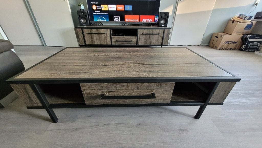 Industriële salontafel, Ophalen, 100 tot 150 cm, 50 tot 100 cm, Zo goed als nieuw