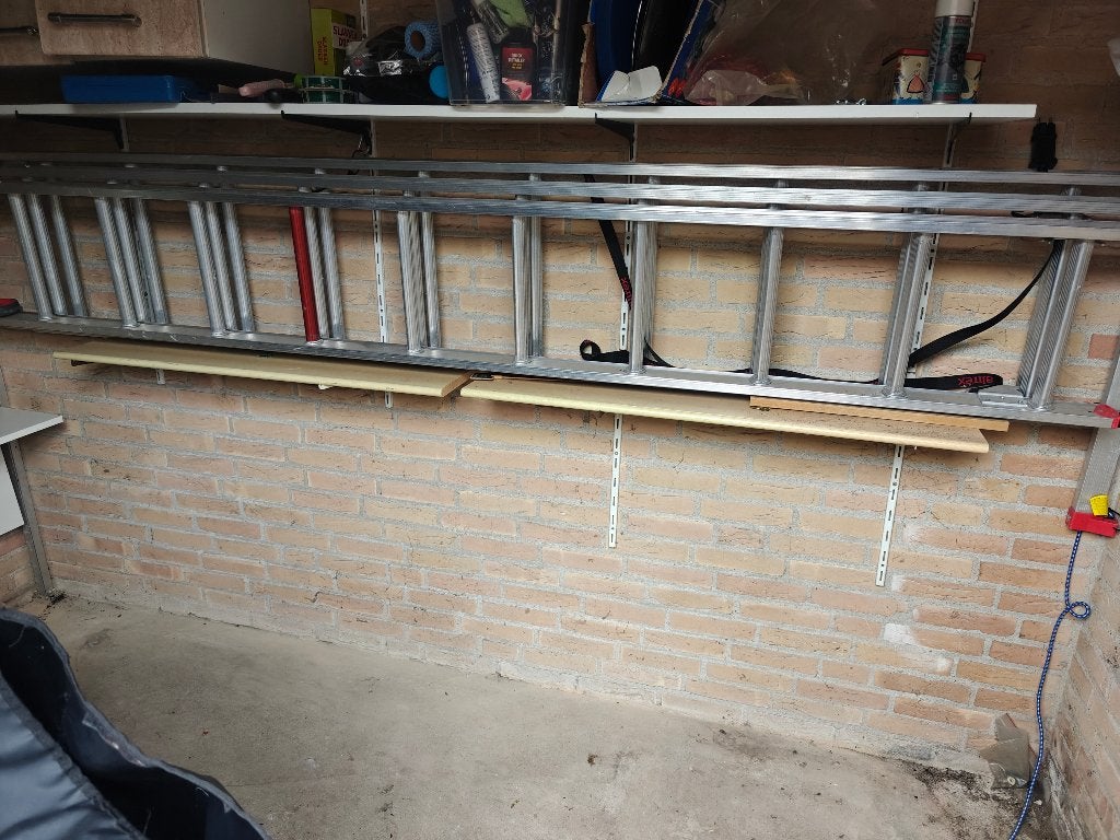Ladder 3-delig 9,30 meter, Doe-het-zelf en Verbouw, Ophalen, Zo goed als nieuw, Ladder, Opvouwbaar of Inschuifbaar