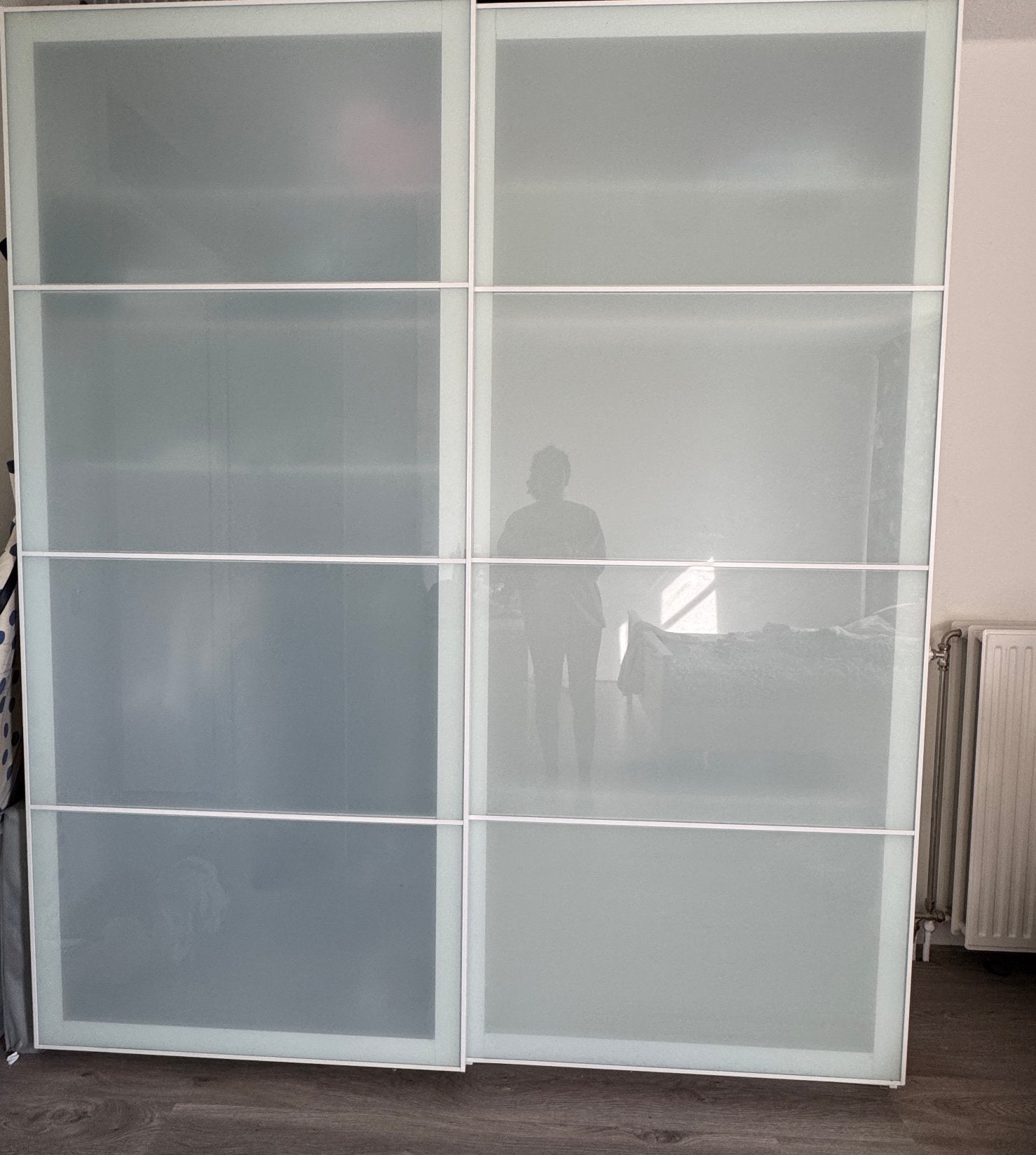 Pax schuifdeuren wit met frosted glas, Huis en Inrichting, Ophalen, Gebruikt, 100 tot 150 cm, 200 cm of meer