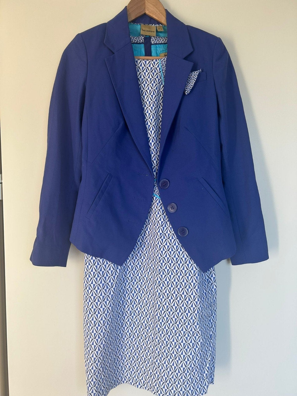 Bandolera set maat 34 Blazer, jurk, pantalon, blouse, pochet, Kostuum of Pak, Blauw, Ophalen of Verzenden, Maat 34 (XS) of kleiner