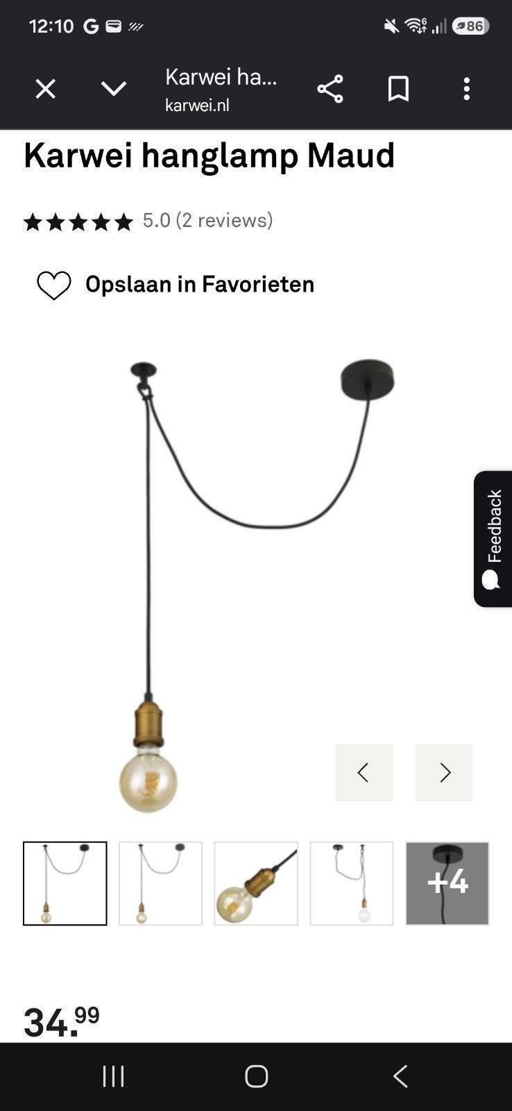 Karwei Hanglamp Maud Zwart + Messing E27, Huis en Inrichting, Nieuw, Metaal, Modern, E27 (groot)
