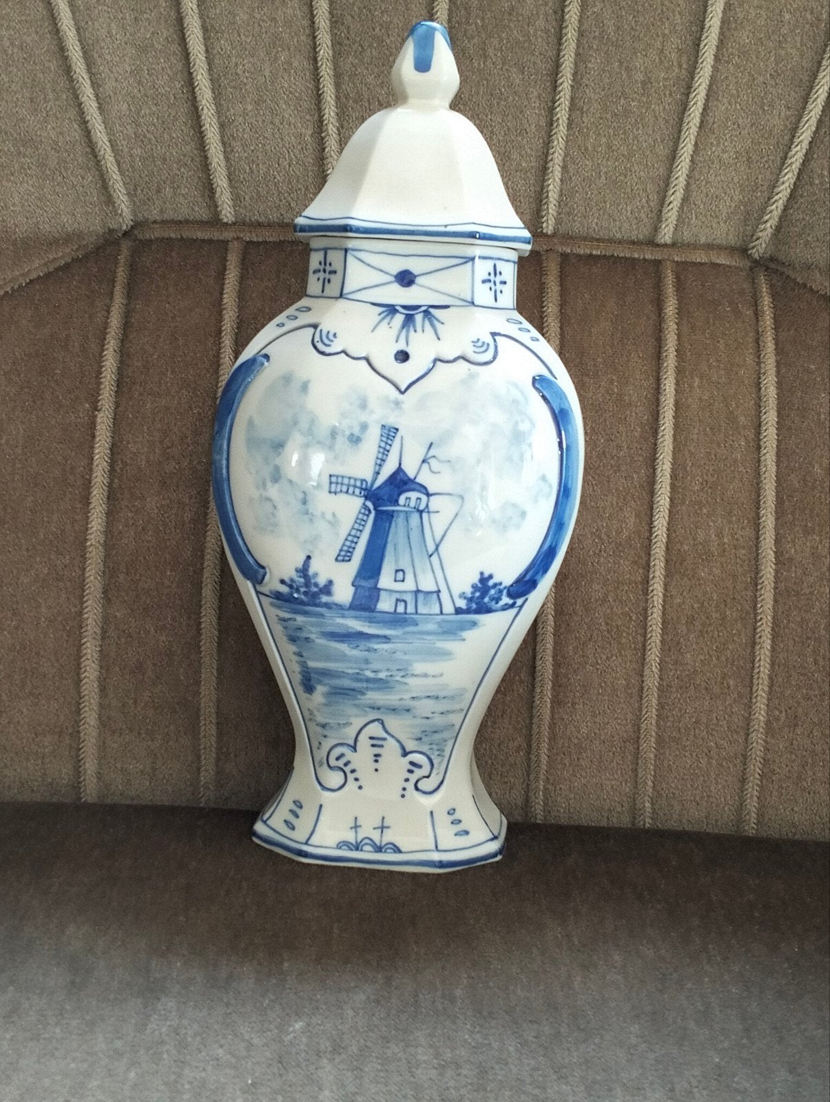 Delfts Blauwe vaas met molen decoratie, Antiek en Kunst, Ophalen of Verzenden