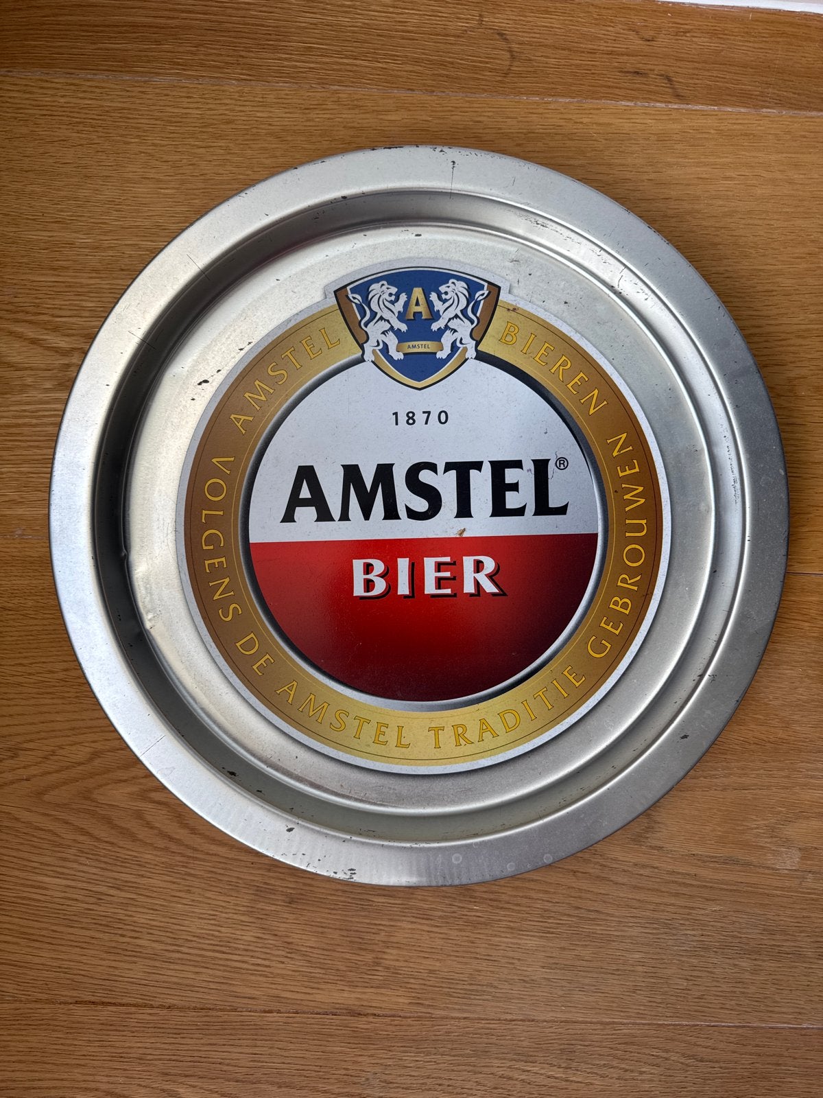 Vintage Amstel Bier dienblad - Metaal, Ophalen of Verzenden, Gebruikt, Gebruiksvoorwerp