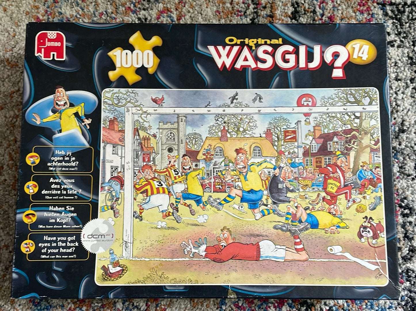 Wasgij puzzel Heb jij ogen in je achterhoofd 1000 stukjes, Hobby en Vrije tijd, Ophalen of Verzenden, 500 t/m 1500 stukjes, Gebruikt