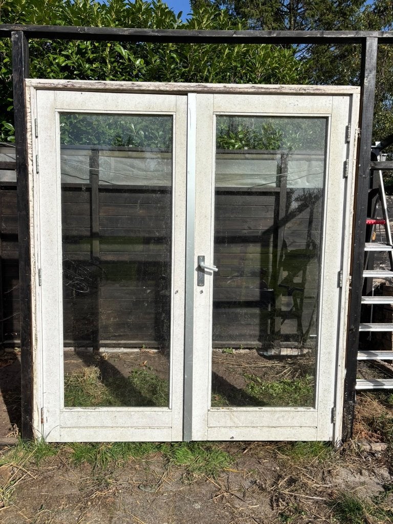 Dubbele deur inclusief kozijn, Ophalen, Gebruikt, 120 cm of meer, 200 tot 215 cm