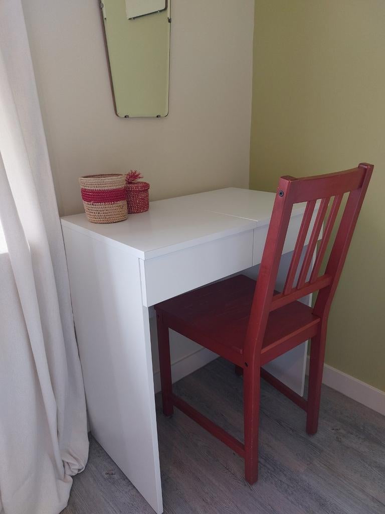 Witte kaptafel met spiegel en lade Ikea zo goed als nieuw, Ophalen, Gebruikt, 50 tot 100 cm, Minder dan 100 cm