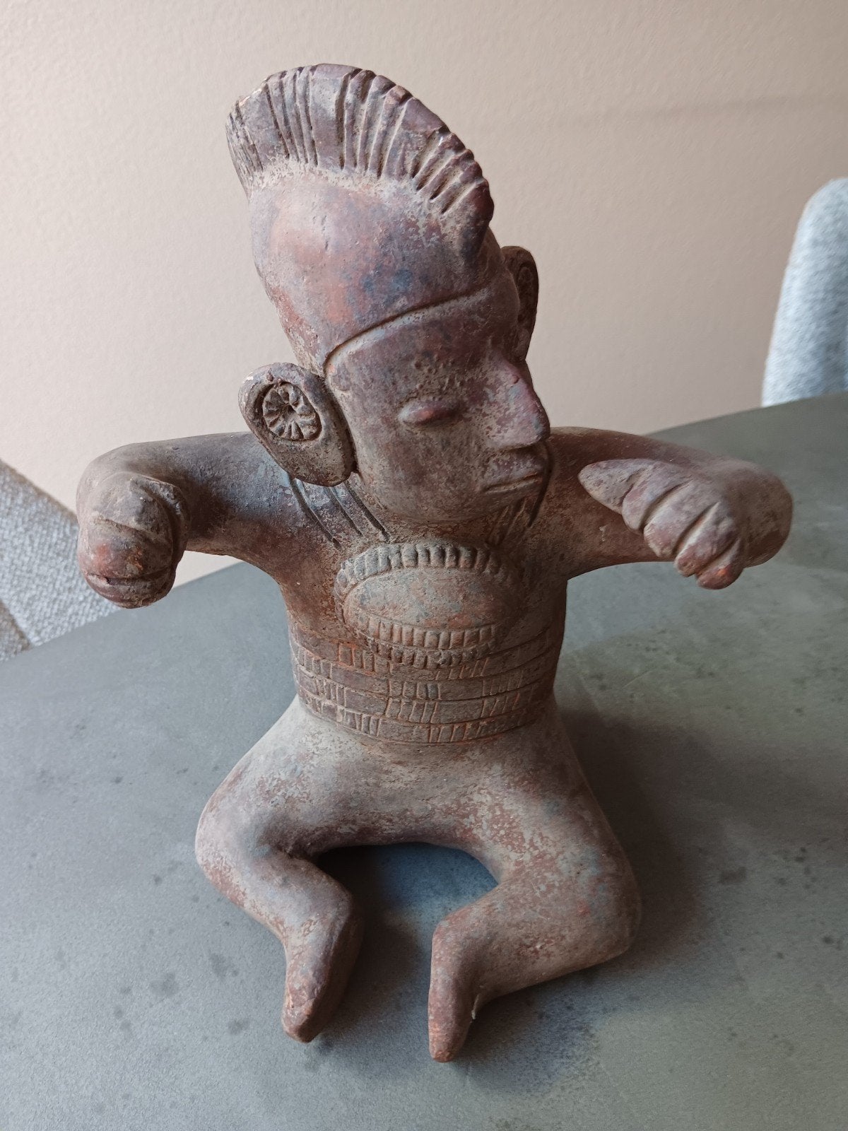 Handgemaakt Terracotta Beeldje - Precolumbiaanse Stijl, Antiek en Kunst, Ophalen of Verzenden, Ritueel object