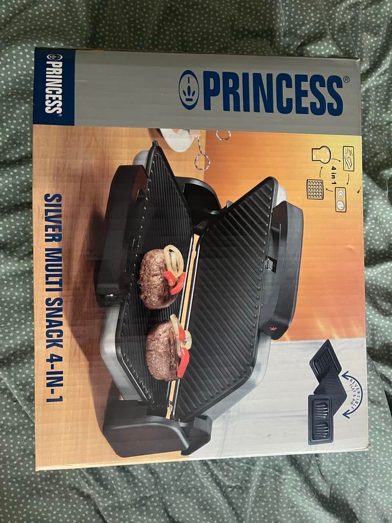Princess Silver Multi Snack 4-in-1 Grill (tosti e.d.), Ophalen of Verzenden, Vaatwasmachinebestendig, Zo goed als nieuw, Tafelgrill