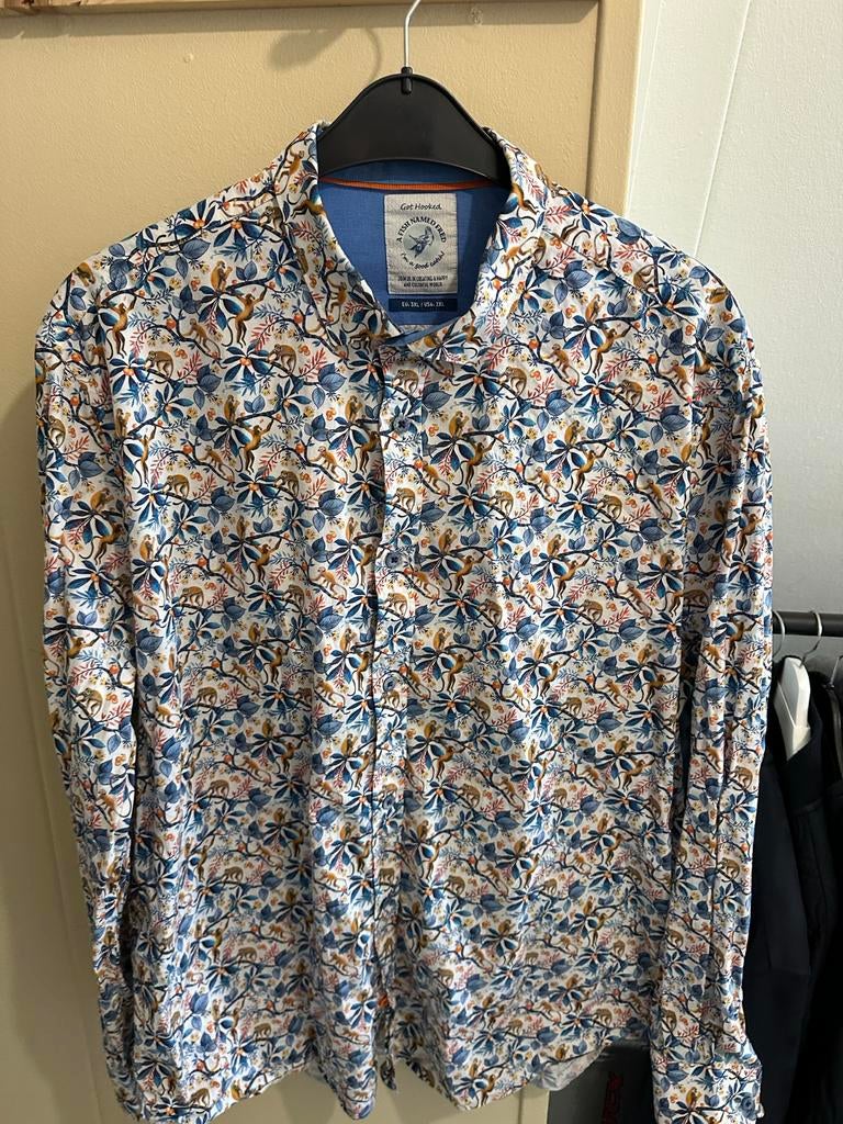 A Fish Named Fred overhemd met apenprint, Kleding | Heren, Ophalen of Verzenden, Zo goed als nieuw, Overige kleuren, Overige halswijdtes