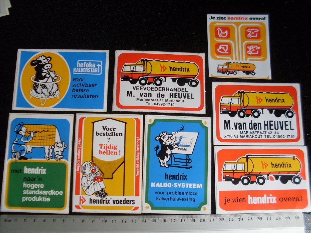 14x sticker hendrix' voeders logo je ziet hendrix overal, Verzenden, Zo goed als nieuw, Bedrijf of Vereniging