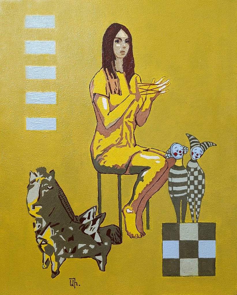"De Goede Tovenares", Antiek en Kunst, Kunst | Schilderijen | Modern, Handgeschilderd, Figuren, Verzenden, Olieverf