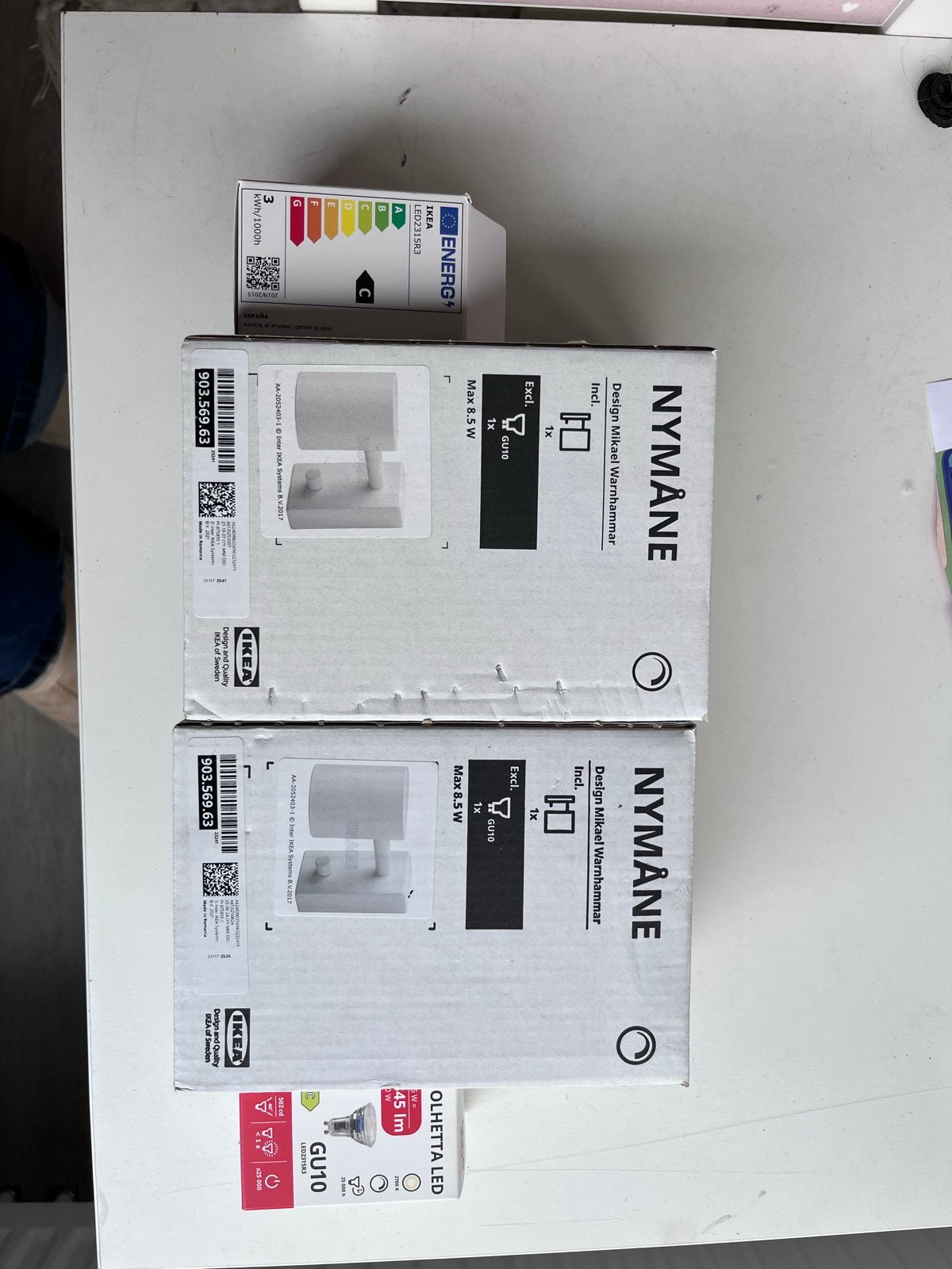 IKEA Nymåne wandlampen (2 stuks) - Wit, GU10 fitting, Huis en Inrichting, Wit, GU10, Nieuw, Modern