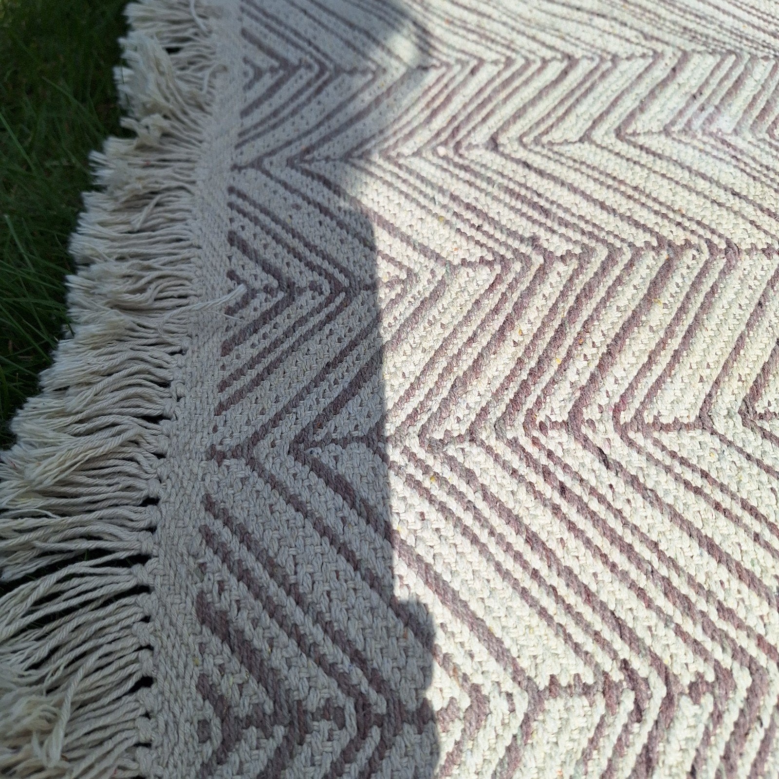 Vloerkleed,Boho,naturel,230x150,franjes,kinderkamer, Ophalen, 200 cm of meer, Zo goed als nieuw, Beige
