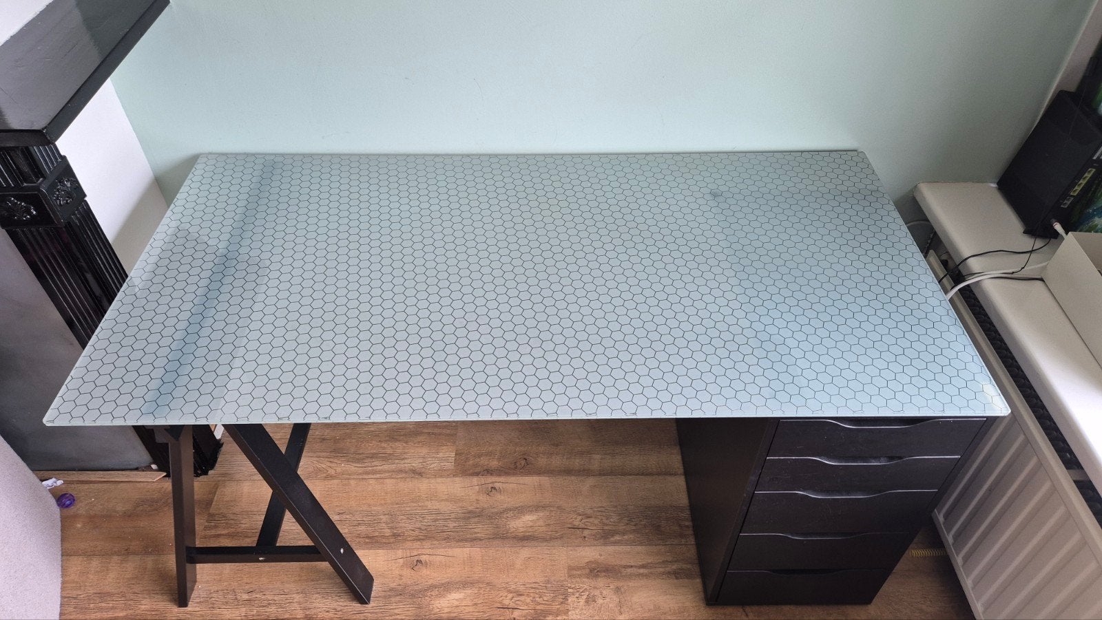 Glazen tafelblad als bureau of game bord, Ophalen, Gebruikt, Glas, Overige typen