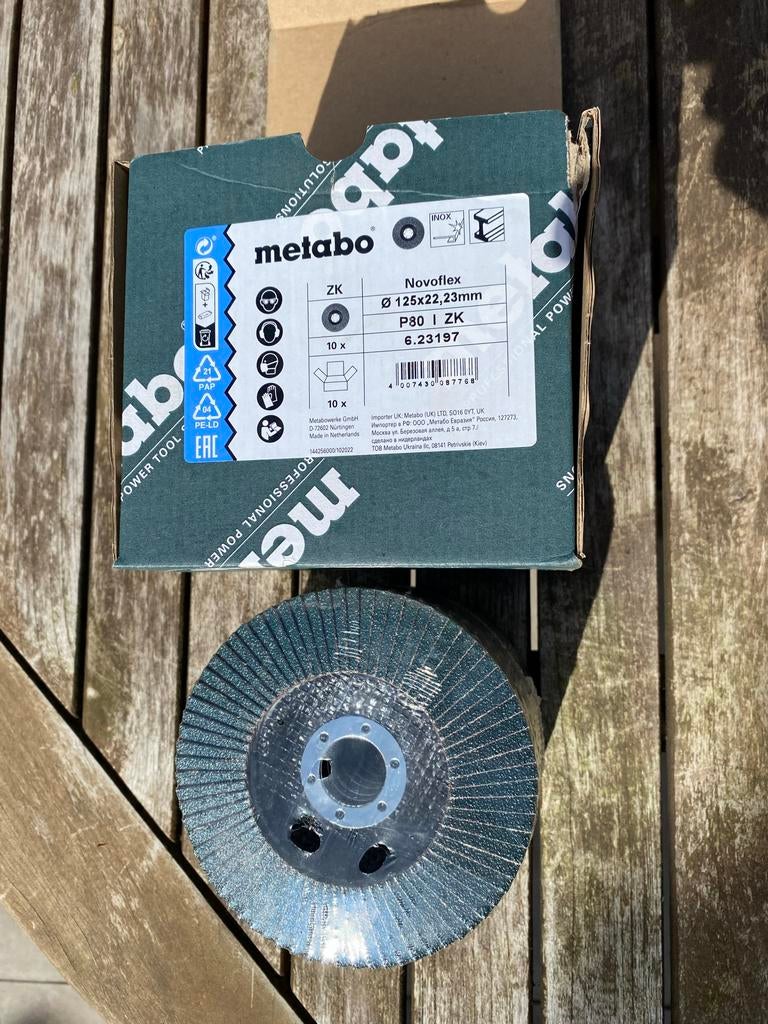 Metabo Novoflex Lamellenschijven Ø125mm P80 ZK (10 stuks), Doe-het-zelf en Verbouw, Gereedschap | Slijpmachines, Ophalen of Verzenden