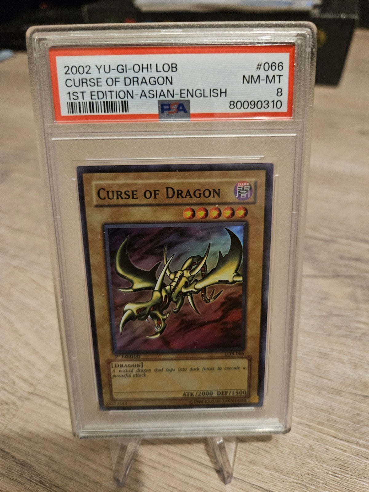 Yu-Gi-Oh! Curse of Dragon LOB 1st Edition PSA 8 NM-MT, Ophalen of Verzenden