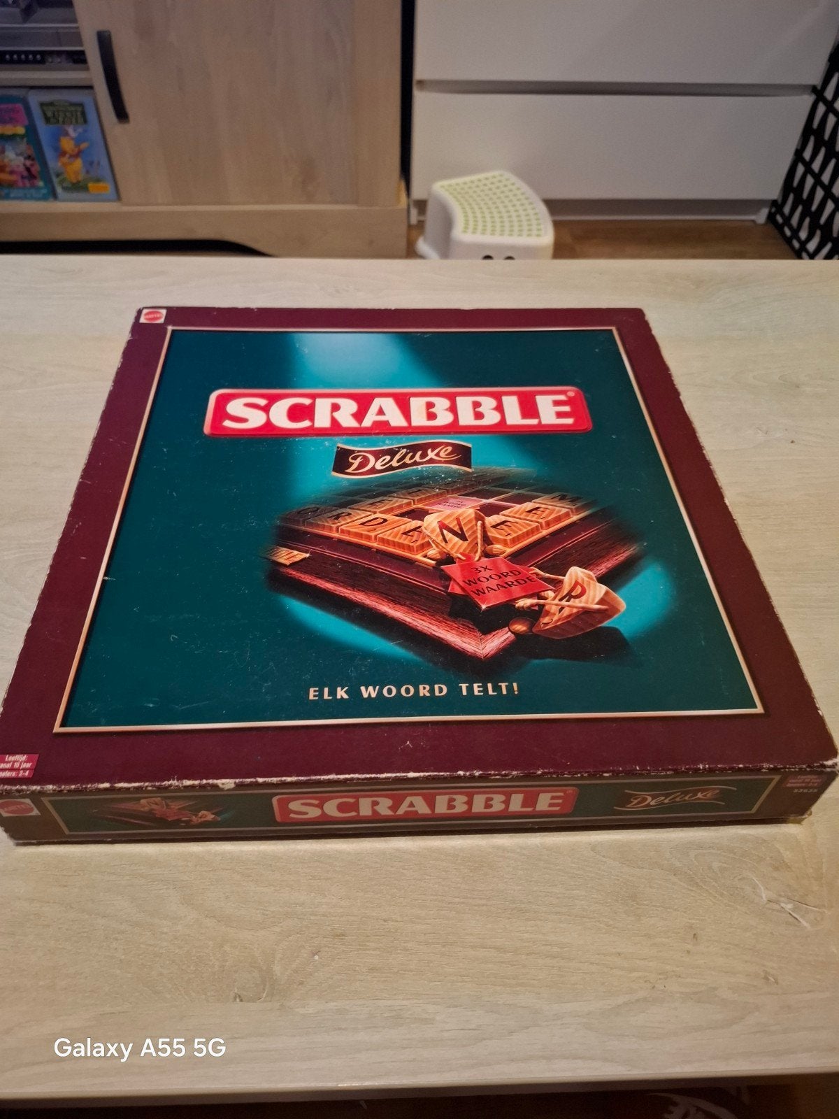 Scrabble Deluxe Bordspel - Compleet en in goede staat, Mattel, Gebruikt, Ophalen of Verzenden, Een of twee spelers