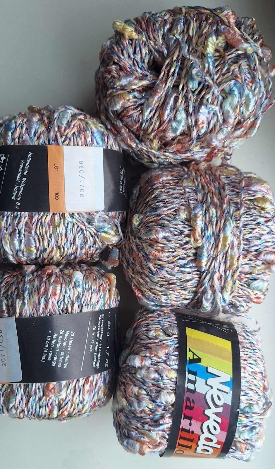 Neveda Amarillo Breigaren met Lurex - Zalmroze (5 bollen), Ophalen of Verzenden, Nieuw, Breien of Haken, Wol of Garen