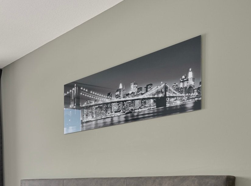 Glasschilderij New York Brooklyn bridge 50x125cm., Ophalen, Glas, Stadsgezicht