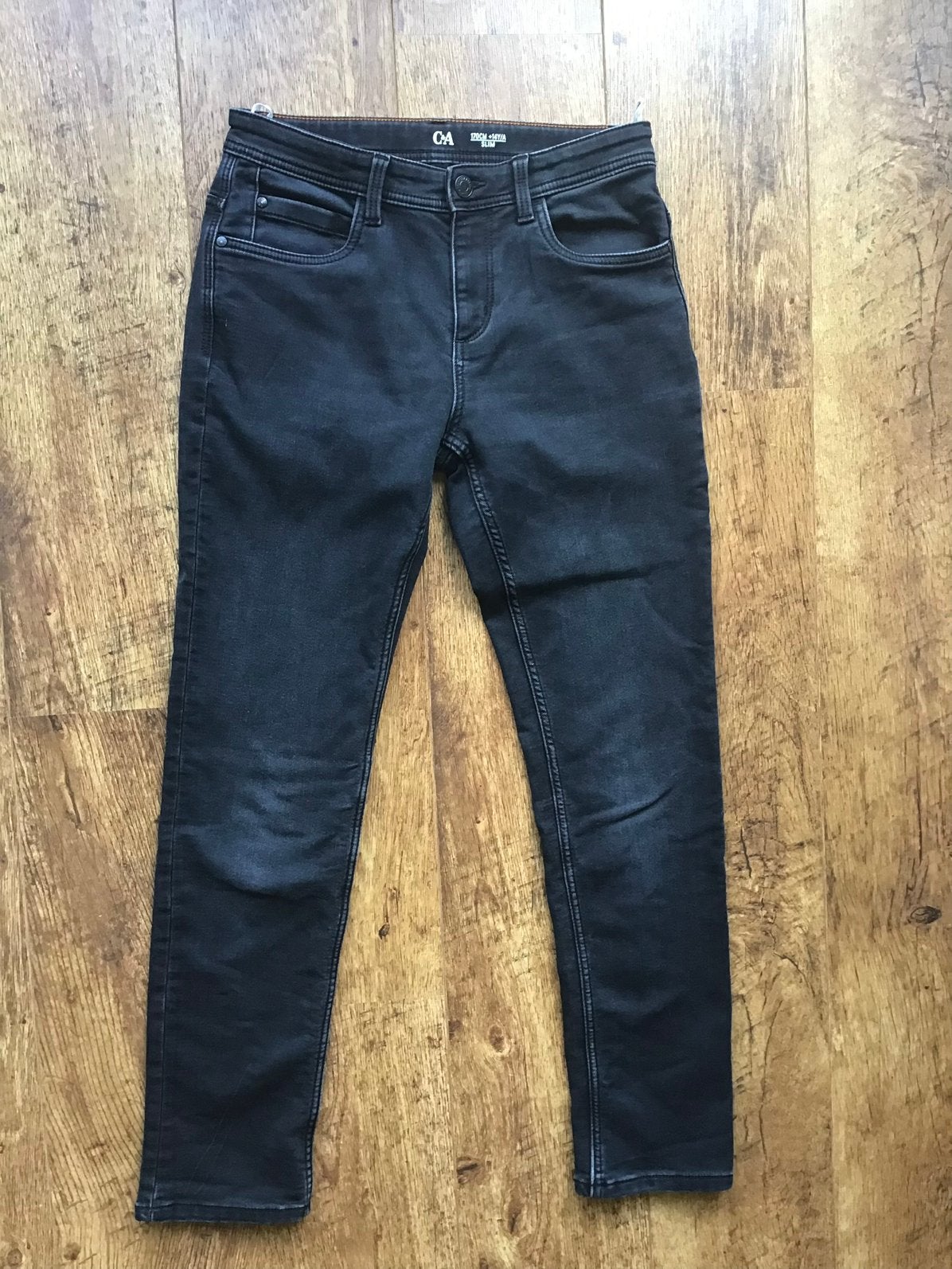 Spijkerbroek met thermo voering, kleur zwart. Maat 170, Ophalen, Zo goed als nieuw, Jongen, Broek
