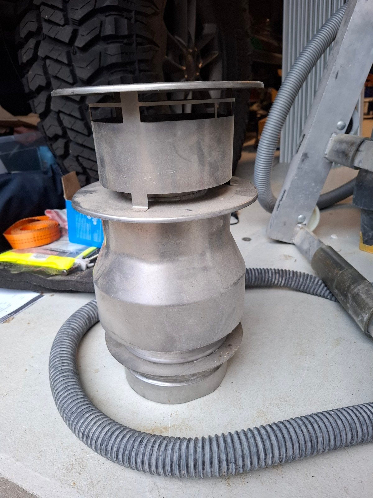 RVS Dubbelwandige Trekkap Schoorsteenkap 150 mm, Ophalen of Verzenden, Zo goed als nieuw, 60 tot 150 cm, Overige typen