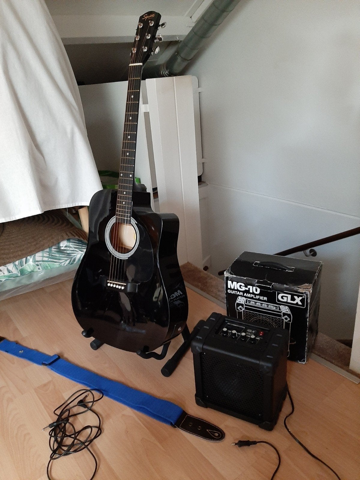Mooie en goede semi akoestische gitaar set, Ophalen, Western- of Steelstringgitaar