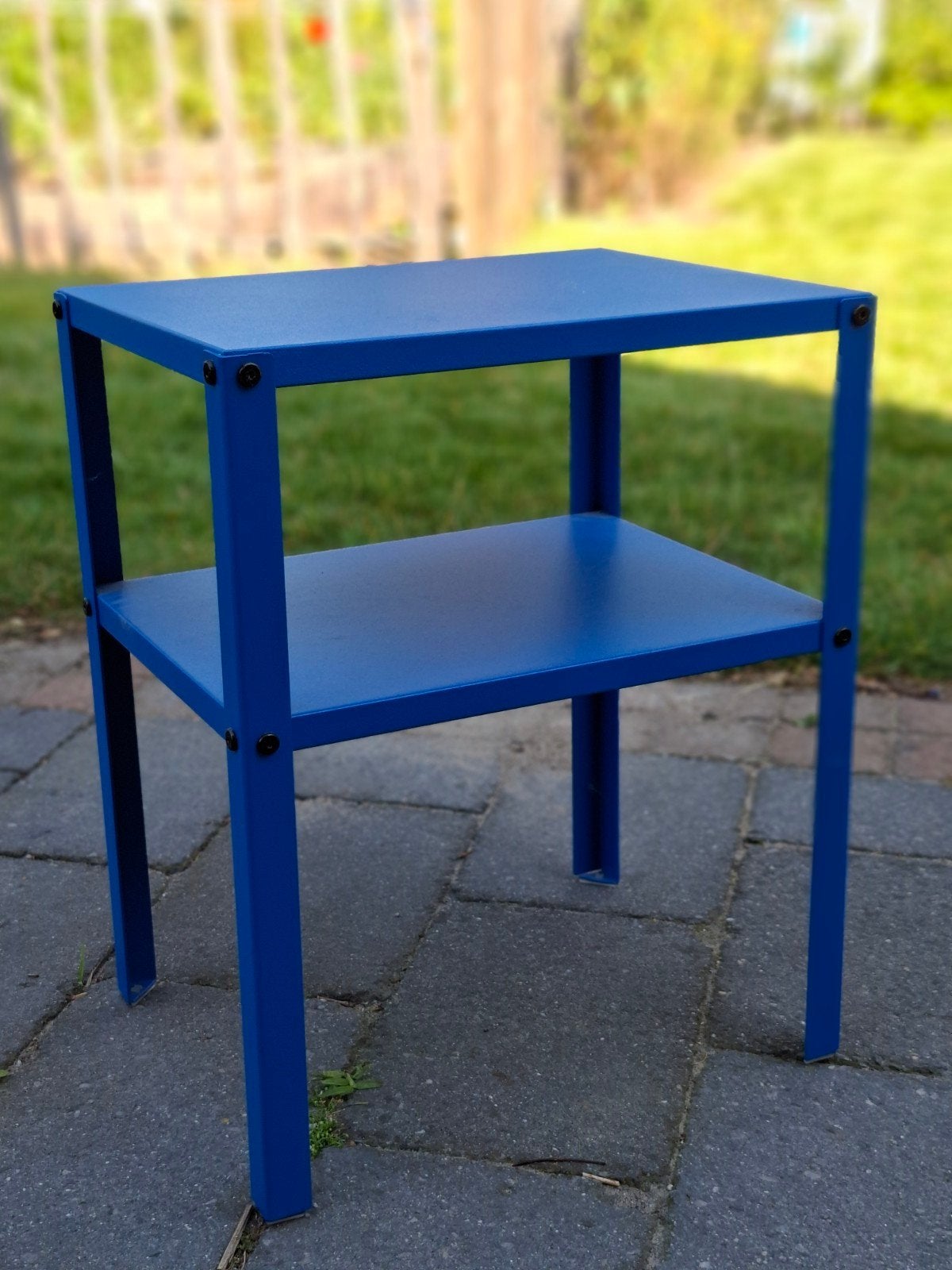 Ikea Nachtkastje Blauw Metaal - 42x34x52 cm, Huis en Inrichting, Slaapkamer | Nachtkastjes, Ophalen, Gebruikt, Minder dan 45 cm