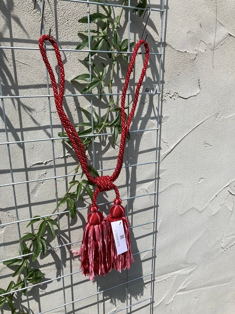 EMBRASSE MET DUBBELE FLOS ROOD/LT. ROOD NIEUW, Overgordijn, -, -, Nieuw